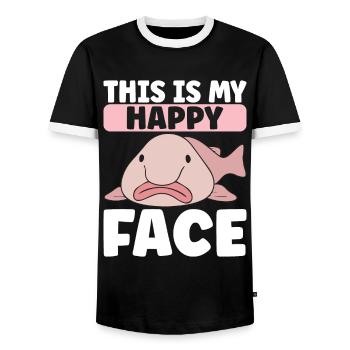 Poisson blob mignon poisson laid - T-shirt contrasté Homme - noir/blanc - Devant - AI Model Female 172 light (172cm) & AI Model Male 178 light (178cm)