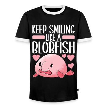 Poisson blob mignon poisson laid - T-shirt contrasté Homme - noir/blanc - Devant - AI Model Female 172 light (172cm) & AI Model Male 178 light (178cm)
