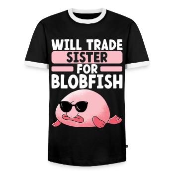 Poisson blob mignon poisson laid - T-shirt contrasté Homme - noir/blanc - Devant - AI Model Female 172 light (172cm) & AI Model Male 178 light (178cm)