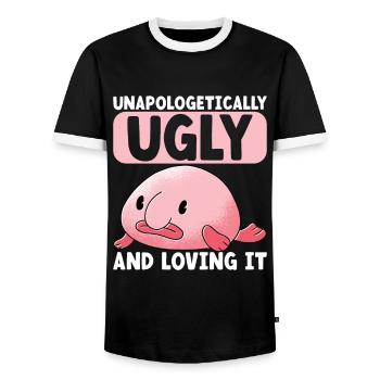 Poisson blob mignon poisson laid - T-shirt contrasté Homme - noir/blanc - Devant - AI Model Female 172 light (172cm) & AI Model Male 178 light (178cm)