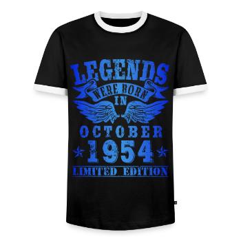 Legends were born in Oktober 1954 Geburtstag - Männer Kontrast-T-Shirt - Schwarz/Weiß - Vorne - AI Model Female 172 light (172cm) & AI Model Male 178 light (178cm)