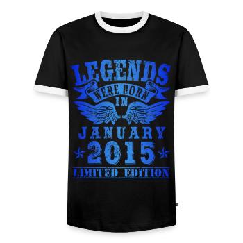 Les légendes sont nées le jour de l'anniversaire de janvier 2015 - T-shirt contrasté Homme - noir/blanc - Devant - AI Model Female 172 light (172cm) & AI Model Male 178 light (178cm)