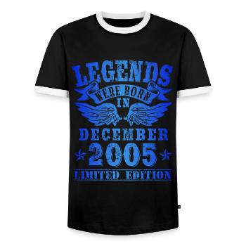 Les légendes sont nées le jour de l'anniversaire de décembre 2005 - T-shirt contrasté Homme - noir/blanc - Devant - AI Model Female 172 light (172cm) & AI Model Male 178 light (178cm)