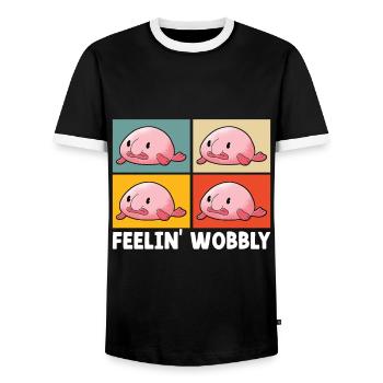 Poisson blob mignon poisson laid - T-shirt contrasté Homme - noir/blanc - Devant - AI Model Female 172 light (172cm) & AI Model Male 178 light (178cm)