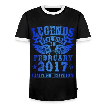Les légendes sont nées en février 2017 Anniversaire - T-shirt contrasté Homme - noir/blanc - Devant - AI Model Female 172 light (172cm) & AI Model Male 178 light (178cm)