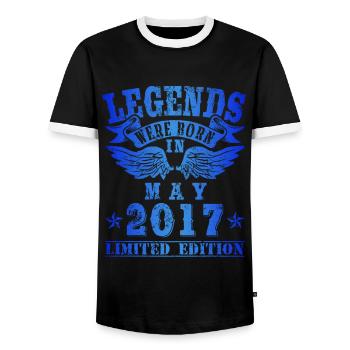 Les légendes sont nées en mai 2017 Anniversaire - T-shirt contrasté Homme - noir/blanc - Devant - AI Model Female 172 light (172cm) & AI Model Male 178 light (178cm)