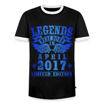 Les légendes sont nées en avril 2017 Anniversaire - T-shirt contrasté Homme - noir/blanc - Devant - AI Model Female 172 light (172cm) & AI Model Male 178 light (178cm)