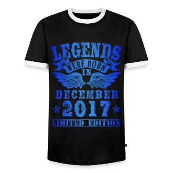 Les légendes sont nées en décembre 2017 Anniversaire - T-shirt contrasté Homme - noir/blanc - Devant - AI Model Female 172 light (172cm) & AI Model Male 178 light (178cm)
