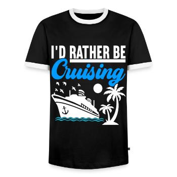 Croisière Vacances Bateau de croisière - T-shirt contrasté Homme - noir/blanc - Devant - AI Model Female 172 light (172cm) & AI Model Male 178 light (178cm)