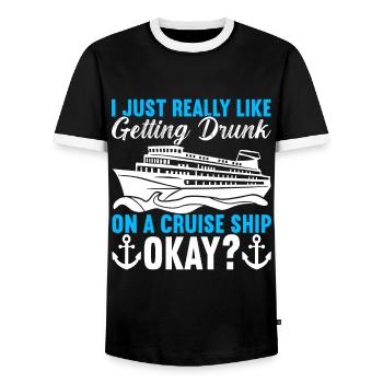 Croisière Vacances Bateau de croisière - T-shirt contrasté Homme - noir/blanc - Devant - AI Model Female 172 light (172cm) & AI Model Male 178 light (178cm)