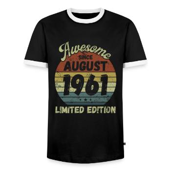 Awesome since August 1961 - Geburtstag - Männer Kontrast-T-Shirt - Schwarz/Weiß - Vorne - AI Model Female 172 light (172cm) & AI Model Male 178 light (178cm)