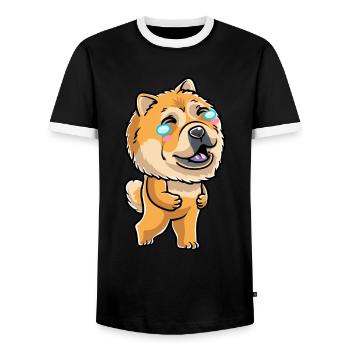 Émoticône de chien Chow chow - T-shirt contrasté Homme - noir/blanc - Devant - AI Model Female 172 light (172cm) & AI Model Male 178 light (178cm)