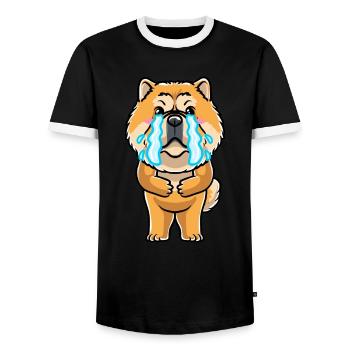 Émoticône de chien Chow chow - T-shirt contrasté Homme - noir/blanc - Devant - AI Model Female 172 light (172cm) & AI Model Male 178 light (178cm)