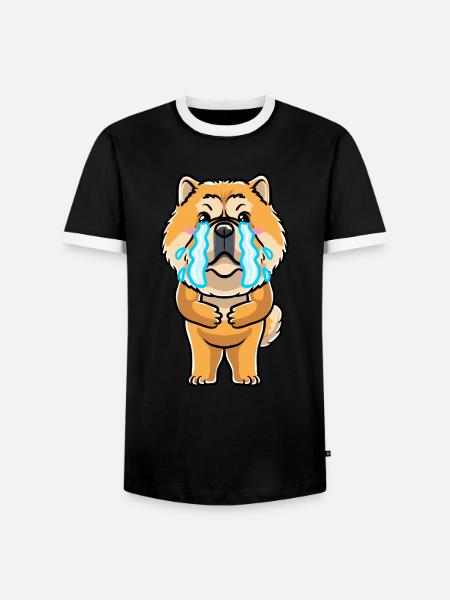 Chow-chow-hund-emoticon - Männer Kontrast-T-Shirt - Schwarz/Weiß
