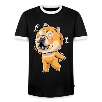 Émoticône de chien Chow chow - T-shirt contrasté Homme - noir/blanc - Devant - AI Model Female 172 light (172cm) & AI Model Male 178 light (178cm)