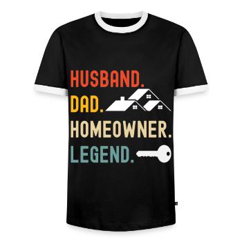Homeowners Housewarming Party - Men's Ringer Shirt - black/white - Front - AI Model Female 172 light (172cm) & AI Model Male 178 light (178cm)