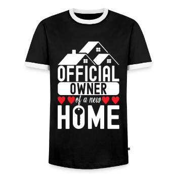 Homeowners Housewarming Party - Men's Ringer Shirt - black/white - Front - AI Model Female 172 light (172cm) & AI Model Male 178 light (178cm)