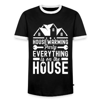 Homeowners Housewarming Party - Men's Ringer Shirt - black/white - Front - AI Model Female 172 light (172cm) & AI Model Male 178 light (178cm)