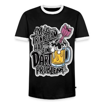 Mon équipe de buveurs a un problème de fléchettes - T-shirt contrasté Homme - noir/blanc - Devant - AI Model Female 172 light (172cm) & AI Model Male 178 light (178cm)