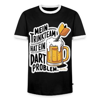 Mon équipe de buveurs a un problème de fléchettes - T-shirt contrasté Homme - noir/blanc - Devant - AI Model Female 172 light (172cm) & AI Model Male 178 light (178cm)