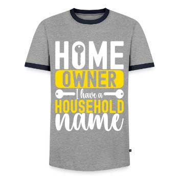 Pendaison de crémaillère des propriétaires - T-shirt contrasté Homme - gris/marine  - Devant - AI Model Female 172 light (172cm) & AI Model Male 178 light (178cm)