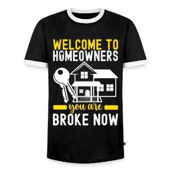 Pendaison de crémaillère des propriétaires - T-shirt contrasté Homme - noir/blanc - Devant - AI Model Female 172 light (172cm) & AI Model Male 178 light (178cm)