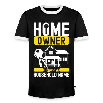 Homeowners Housewarming Party - Men's Ringer Shirt - black/white - Front - AI Model Female 172 light (172cm) & AI Model Male 178 light (178cm)