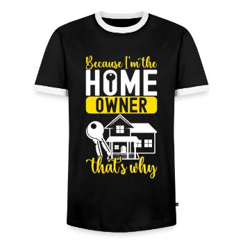 Pendaison de crémaillère des propriétaires - T-shirt contrasté Homme - noir/blanc - Devant - AI Model Female 172 light (172cm) & AI Model Male 178 light (178cm)