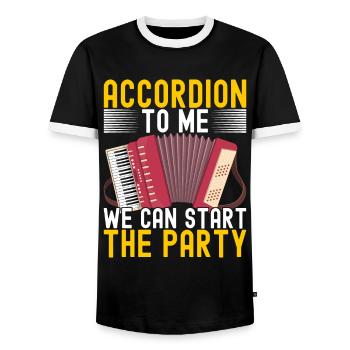 Accordéoniste Accordéoniste - T-shirt contrasté Homme - noir/blanc - Devant - AI Model Female 172 light (172cm) & AI Model Male 178 light (178cm)