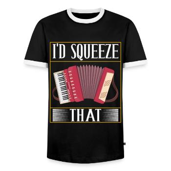 Akkordeon Instrument Akkordeonspieler - Männer Kontrast-T-Shirt - Schwarz/Weiß - Vorne - AI Model Female 172 light (172cm) & AI Model Male 178 light (178cm)