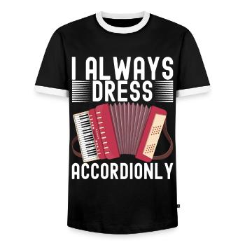 Accordéoniste Accordéoniste - T-shirt contrasté Homme - noir/blanc - Devant - AI Model Female 172 light (172cm) & AI Model Male 178 light (178cm)