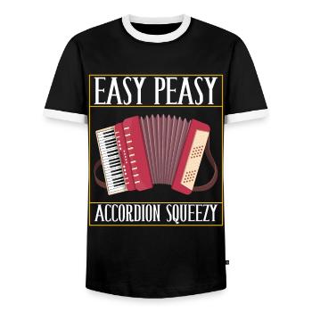 Akkordeon Instrument Akkordeonspieler - Männer Kontrast-T-Shirt - Schwarz/Weiß - Vorne - AI Model Female 172 light (172cm) & AI Model Male 178 light (178cm)