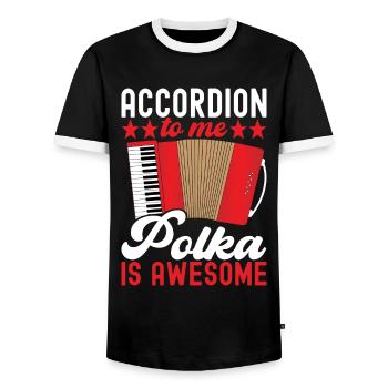 Akkordeon Instrument Akkordeonspieler - Männer Kontrast-T-Shirt - Schwarz/Weiß - Vorne - AI Model Female 172 light (172cm) & AI Model Male 178 light (178cm)