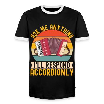 Accordéoniste Accordéoniste - T-shirt contrasté Homme - noir/blanc - Devant - AI Model Female 172 light (172cm) & AI Model Male 178 light (178cm)