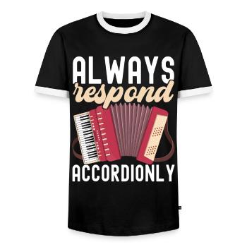 Akkordeon Instrument Akkordeonspieler - Männer Kontrast-T-Shirt - Schwarz/Weiß - Vorne - AI Model Female 172 light (172cm) & AI Model Male 178 light (178cm)