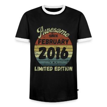 Awesome since February 2016 - Geburtstag - Männer Kontrast-T-Shirt - Schwarz/Weiß - Vorne - AI Model Female 172 light (172cm) & AI Model Male 178 light (178cm)