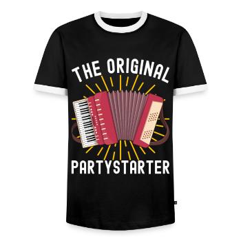 Accordéoniste Accordéoniste - T-shirt contrasté Homme - noir/blanc - Devant - AI Model Female 172 light (172cm) & AI Model Male 178 light (178cm)