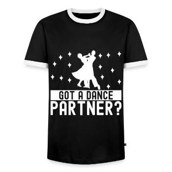 Ballsaal Tanz Ballsaaltänzer Gesellschaftstänzer - Männer Kontrast-T-Shirt - Schwarz/Weiß - Vorne - AI Model Female 172 light (172cm) & AI Model Male 178 light (178cm)