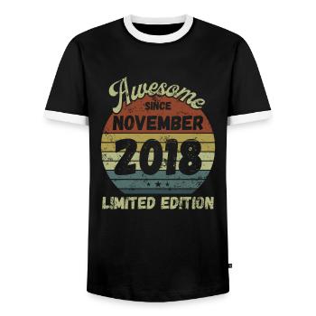 Awesome since November 2018 - Geburtstag - Männer Kontrast-T-Shirt - Schwarz/Weiß - Vorne - AI Model Female 172 light (172cm) & AI Model Male 178 light (178cm)