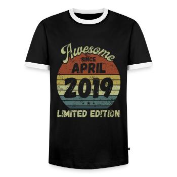 Awesome since April 2019 - Geburtstag - Männer Kontrast-T-Shirt - Schwarz/Weiß - Vorne - AI Model Female 172 light (172cm) & AI Model Male 178 light (178cm)