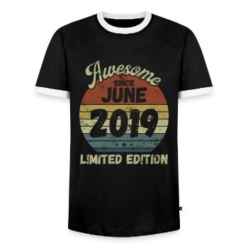Awesome since June 2019 - Geburtstag - Männer Kontrast-T-Shirt - Schwarz/Weiß - Vorne - AI Model Female 172 light (172cm) & AI Model Male 178 light (178cm)