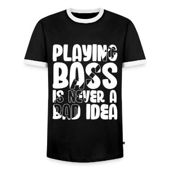Playing Bass is Never a Bad Idea - Men's Ringer Shirt - black/white - Front - AI Model Female 172 light (172cm) & AI Model Male 178 light (178cm)