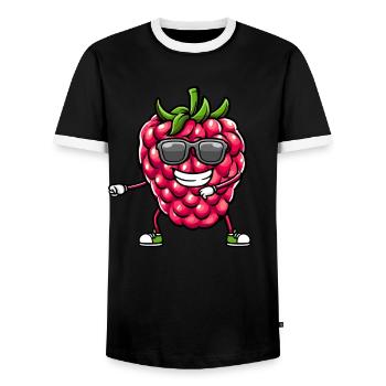 Berry Dancing Raspberries Fruit - Men's Ringer Shirt - black/white - Front - AI Model Female 172 light (172cm) & AI Model Male 178 light (178cm)