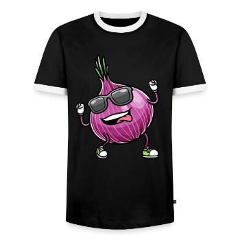 Red Onion Vegetables - Men's Ringer Shirt - black/white - Front - AI Model Female 172 light (172cm) & AI Model Male 178 light (178cm)