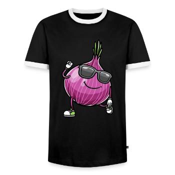 Red Onion Vegetables - Men's Ringer Shirt - black/white - Front - AI Model Female 172 light (172cm) & AI Model Male 178 light (178cm)