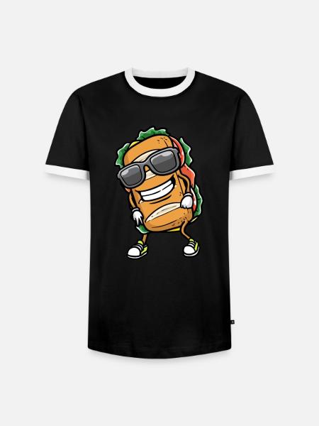 Tanzendes Sandwich Essen - Männer Kontrast-T-Shirt - Schwarz/Weiß