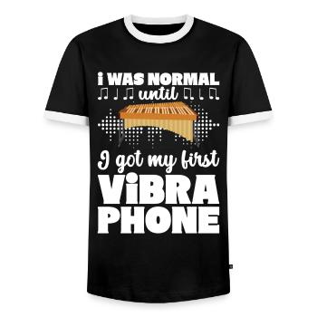 Vibraphon, vibraphonist - Men's Ringer Shirt - black/white - Front - AI Model Female 172 light (172cm) & AI Model Male 178 light (178cm)