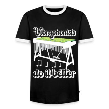Vibraphon, vibraphoniste - T-shirt contrasté Homme - noir/blanc - Devant - AI Model Female 172 light (172cm) & AI Model Male 178 light (178cm)