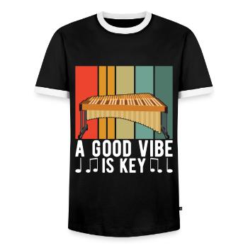 Vibraphon, vibraphoniste - T-shirt contrasté Homme - noir/blanc - Devant - AI Model Female 172 light (172cm) & AI Model Male 178 light (178cm)