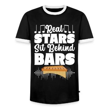 Vibraphon, vibraphoniste - T-shirt contrasté Homme - noir/blanc - Devant - AI Model Female 172 light (172cm) & AI Model Male 178 light (178cm)